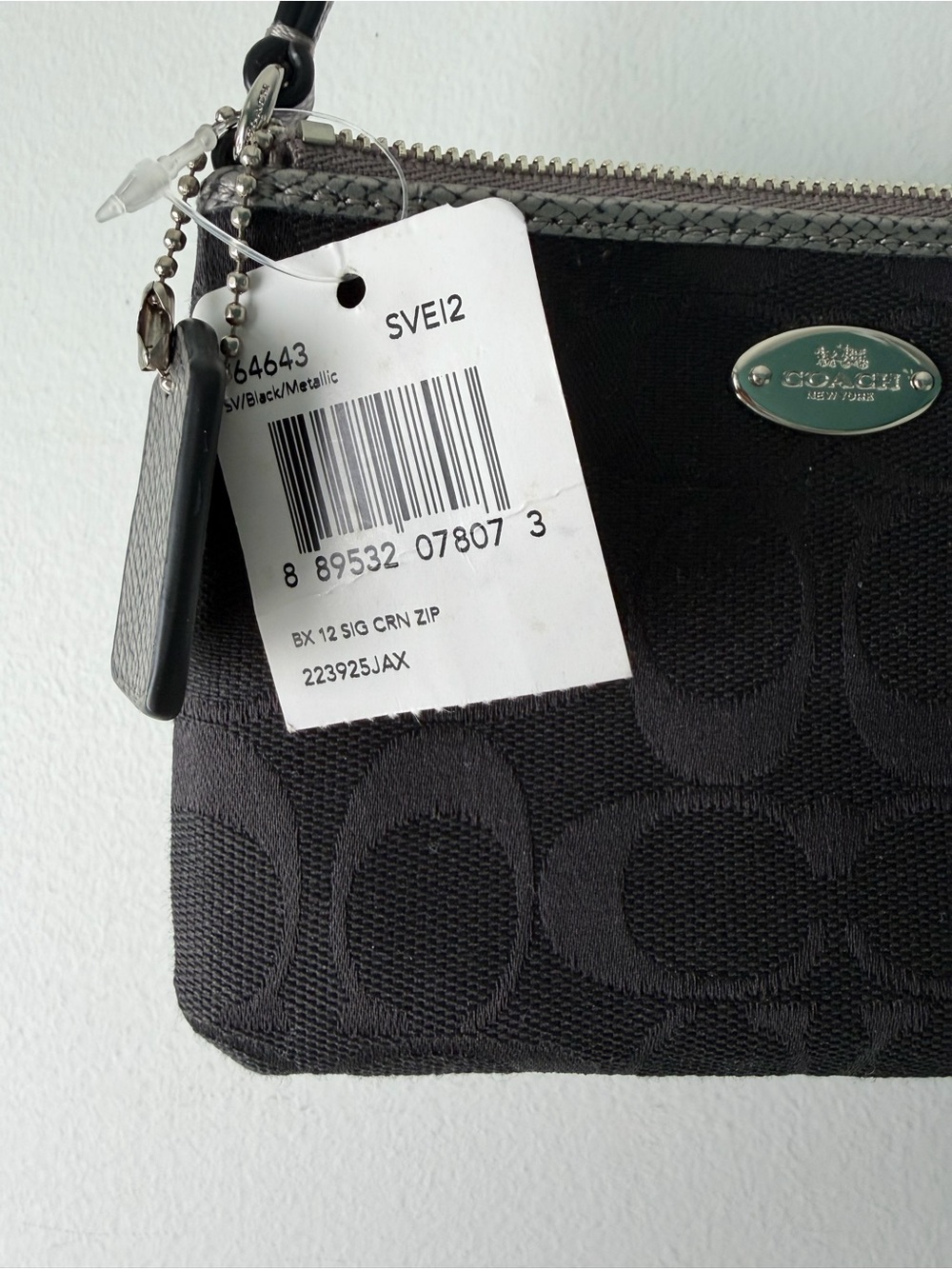 Coach Black Smoke Signature Canvas Corner Zip Wristlet F 64643 - Picture 3 of 6